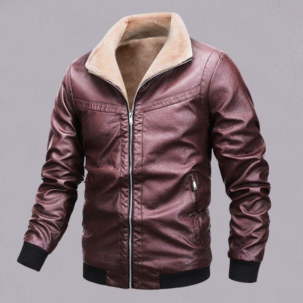 Chaqueta de Cuero para Hombre con Forro Polar