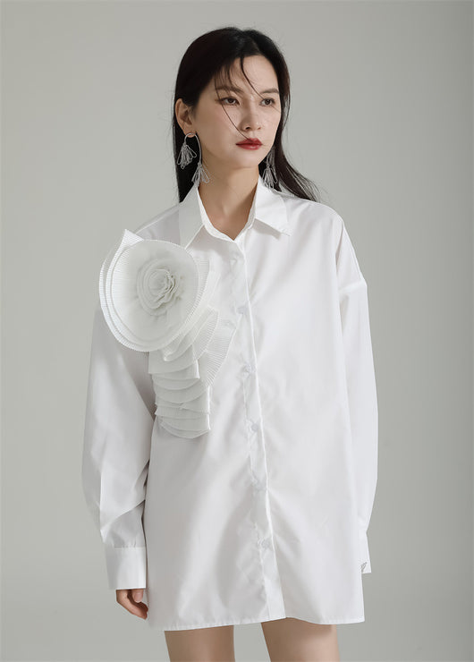 Blusa Larga con Falda Integrada - Diseño Floral 3D con Pliegues - Image 35