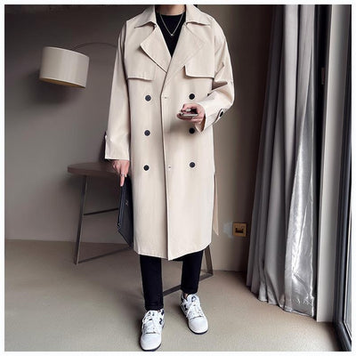 Abrigo Trench Coat Doble Botonadura Beige para Hombre - Image 15
