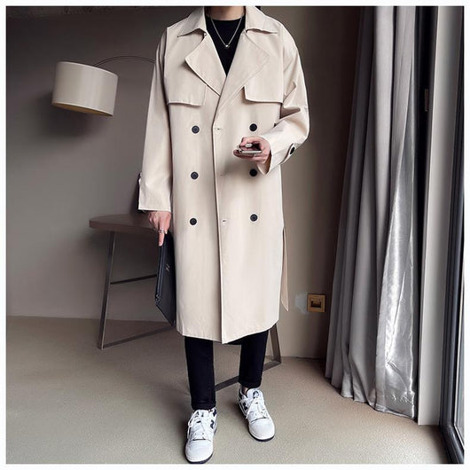 Abrigo Trench Coat Doble Botonadura Beige para Hombre - Image 15