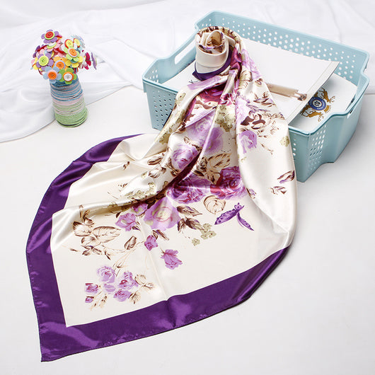 Pañuelo de Seda Artificial Estampado Retro - Accesorio Versátil para Mujer - Image 12