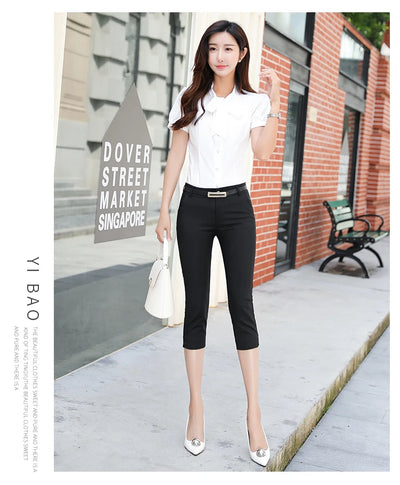 Pantalones Casuales Ajustados Capri para Mujer - Diseño Slim Moderno - Image 8