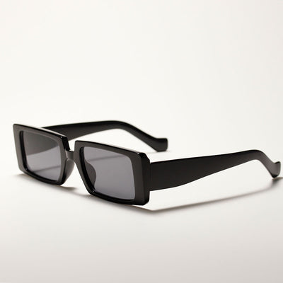 Cool black super retro sunglasses with rectangular frames and dark lenses, displayed on a white background. - Image 5