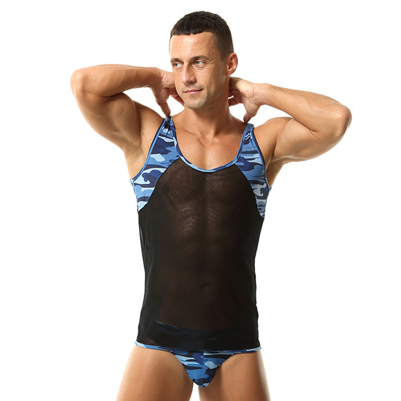Playera de Yoga Deportiva para Hombre con Malla y Bloques de Color