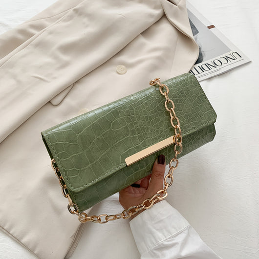 Bolso Cuadrado Pequeño con Patrón de Cadena - Diseño Trendy - Image 10