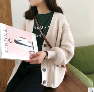 Cardigan de Punto Suelto Estilo Lazy para Otoño e Invierno