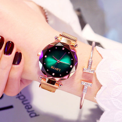 Reloj de Mujer Rose Gold con Diamantes y Cielo Estrellado Magnético Resistente al Agua - Image 5