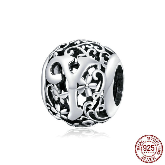 Abalorios de Plata Esterlina con 26 Letras del Alfabeto Inglés Patrón Bosque - Image 49