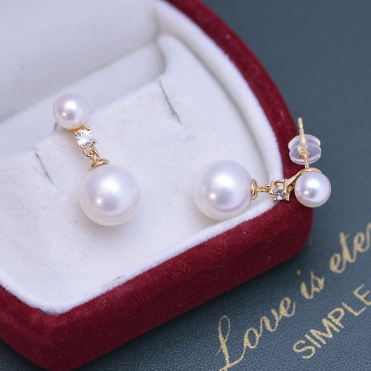 Aretes de Perlas Dobles Brillantes Círculo Perfecto Agua Dulce 6-11mm Blanco - Image 8