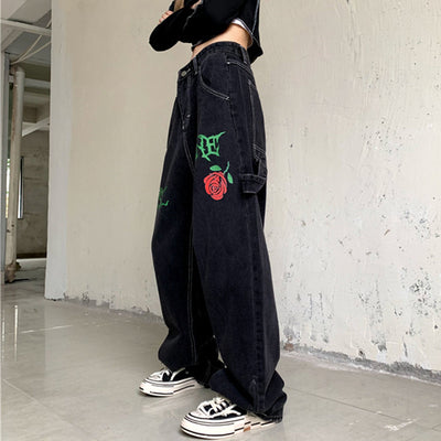 Jeans Rectos Vintage Rose Letters con Lavado Street Wash - Image 3