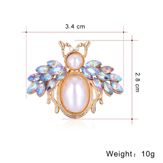 Broche Abeja de Aleación con Diamantes y Perlas - Image 10