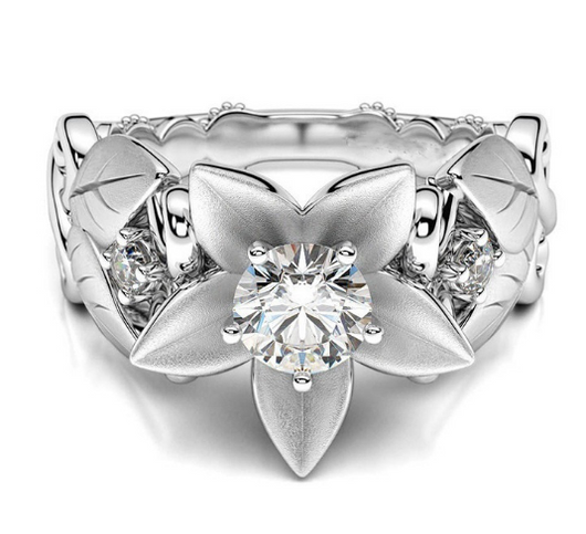 Anillo de Compromiso Rosa Floral con Circonita - Diseño Ramas Creativo - Image 4
