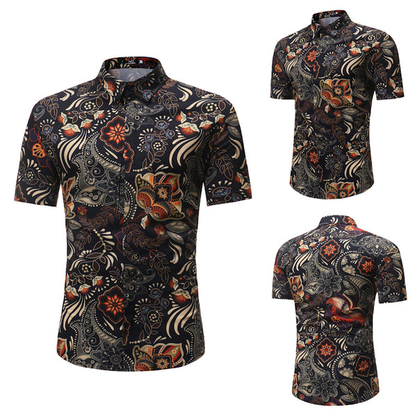 Camisa Floral de Manga Corta Casual