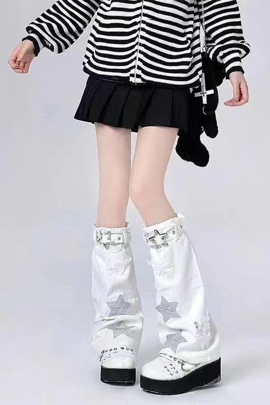 Calcetines Largos Sueltos con Bordado de Pentagrama para Mujer - Image 6