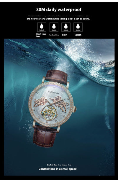 Reloj Mecánico de Lujo con Diamantes Incrustados Resistente al Agua - Image 6