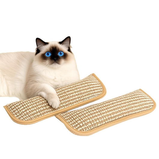 Beige and off-white woven catnip pillow toy, 34cm long and 9.5cm wide, with soft beige trim. - Image 4