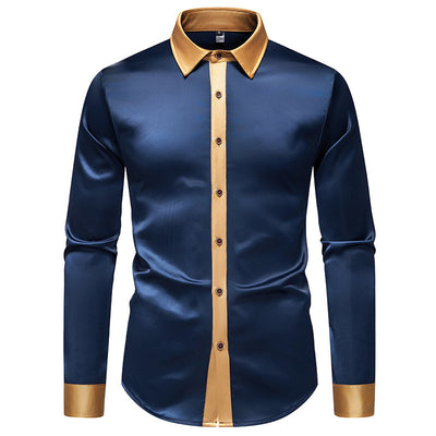 Camisa Manga Larga Satinada Bicolor para Hombre - Image 8