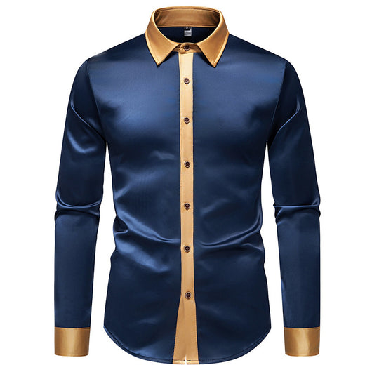 Camisa Manga Larga Satinada Bicolor para Hombre - Image 8