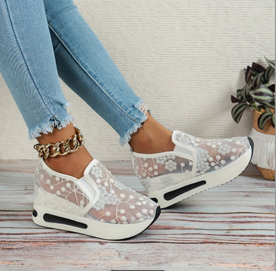 Zapatillas Deportivas Elegantes con Tacón Alto y Malla Encaje para Mujer - Image 8