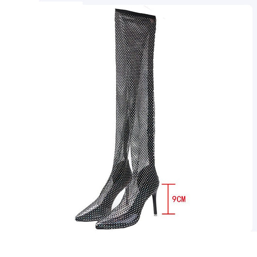 Botines Stiletto Over the Knee con Strass y Suela de Goma - Image 9