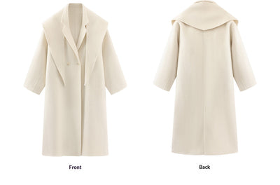 Abrigo de Lana Blanco Doble Botonadura para Mujer - Largo Reversible Otoño Invierno - Image 10