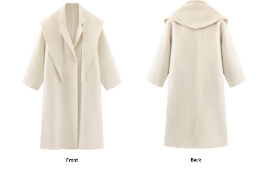 Abrigo de Lana Blanco Doble Botonadura para Mujer - Largo Reversible Otoño Invierno - Image 10