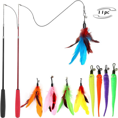 Set de 11 Juguetes para Gatos con Plumas Coloridas - Image 5
