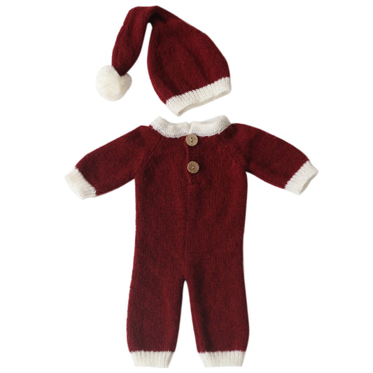 Conjunto Navideño para Recién Nacido: Gorro Mohair y Mameluco Elegante - Image 2