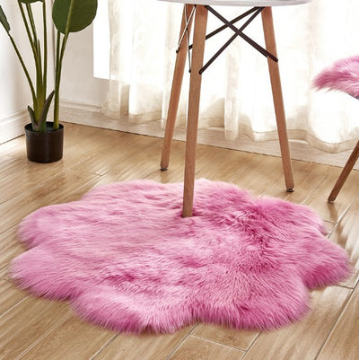 Alfombra de Lana Artificial con Forma Floral – Tapete Suave de Piel Sintética - Image 16