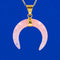 Crystal Bent Horn Pendant European And American Fashion Sweater Chain Rosado crystal