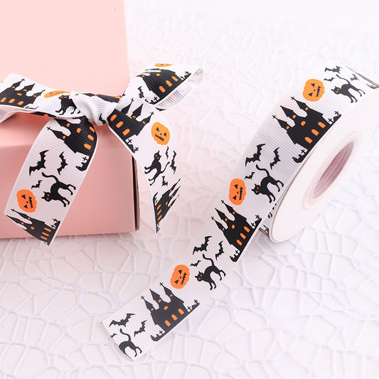 Cinta Estampada Casual de Halloween con Textura Acanalada