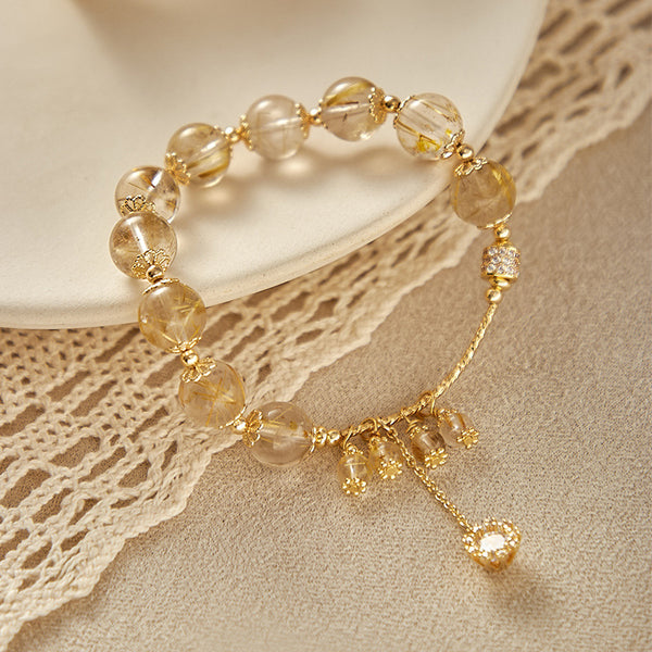 Pulsera de Cristal Cuarzo Rubio con Energía de Abundancia