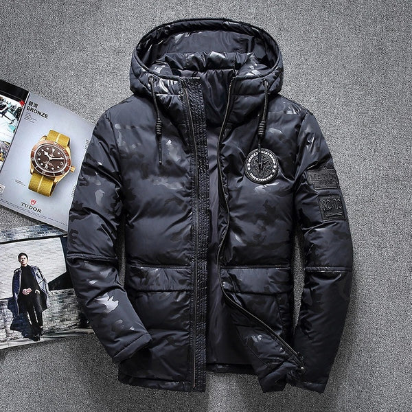 Chaqueta de Plumón Camuflada Impermeable Slim Fit para Hombre