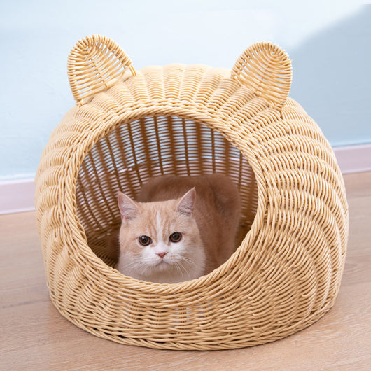 Casa para Gatos Tejida a Mano - Refugio Semicerrado Acogedor