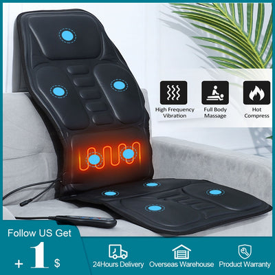 Cojín Masajeador Calefactable para Auto y Oficina con Vibración Full Body