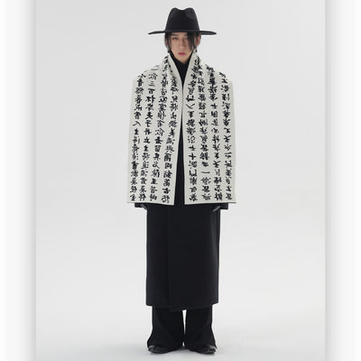 Bufanda de Pareja Estilo Chino Angora Deshilachada Negra y Blanca - Calidez Invernal - Image 3