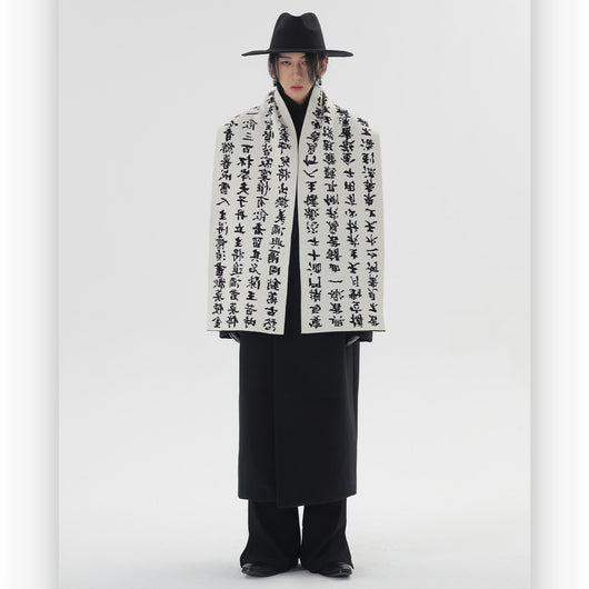 Bufanda de Pareja Estilo Chino Angora Deshilachada Negra y Blanca - Calidez Invernal - Image 3