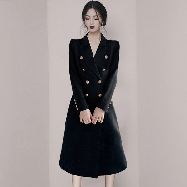 Vestido Blazer Doble Botonadura con Perlas - Elegancia Profesional