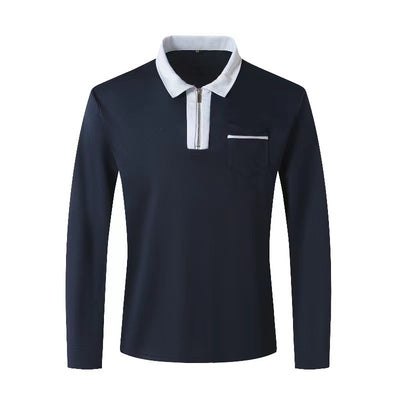 Polo Deportivo Hombre Otoño Cierre de Cremallera Cuello Solapa Algodón - Image 7