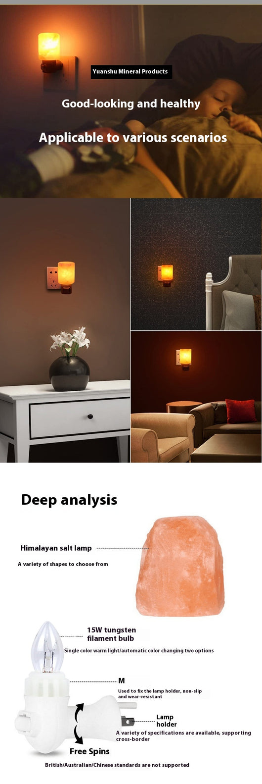 Lámpara de Sal del Himalaya para Dormitorio - Luz Cálida Mesita de Noche - Image 19