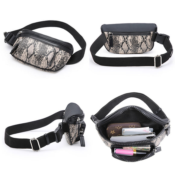 Bolsa de Cintura Cuero Mini con Estampado Serpiente