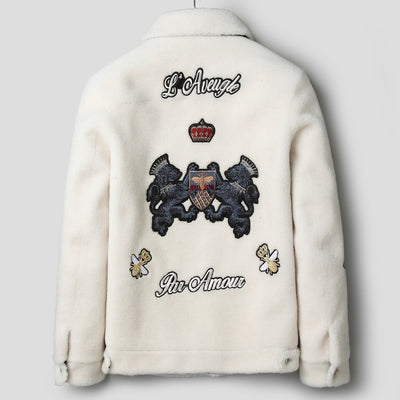 Chaqueta de Piel de Cordero Blanca con Textura de Grano - Image 10