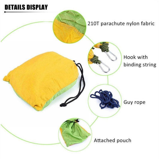 Hamaca de Camping Portátil - Hamaca Doble de Paracaídas para Aventuras al Aire Libre - Image 3