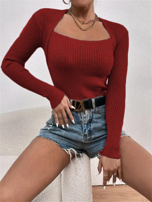 Blusa Ajustada de Punto Manga Larga para Mujer - Image 18