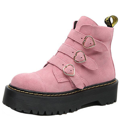 Botas Martin de Gamuza con Hebilla - Estilo Harajuku Urbano