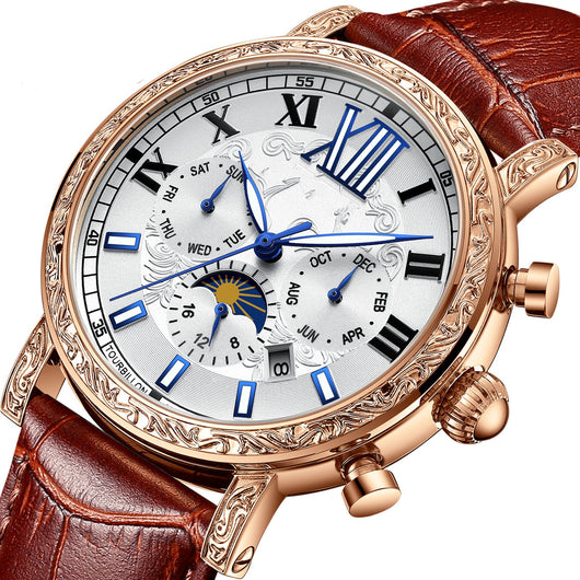 Reloj Automático Mecánico Hombre con Rotor Hueco y Luminiscencia Nocturna Resistente al Agua - Image 9