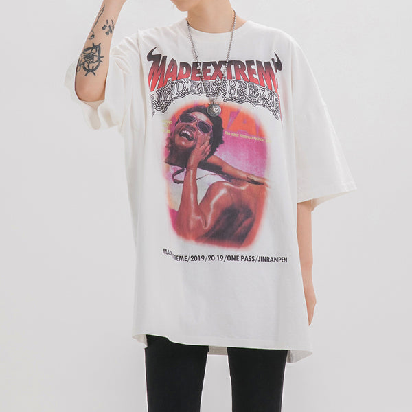 Camiseta Holgada Estampada para Hombre