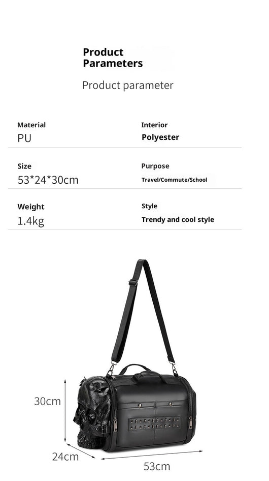 Bolsa Crossbody de Viaje con Diseño de Calavera 3D - Portátil y Moderno - Image 19