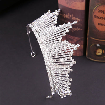 Sparkling silver rhinestone tiara with a regal design, perfect for birthdays, weddings, or special occasions. - Image 5