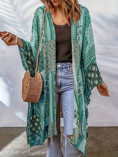 Cardigan Bohemio Capa Murciélago con Estampado Azteca - Image 17